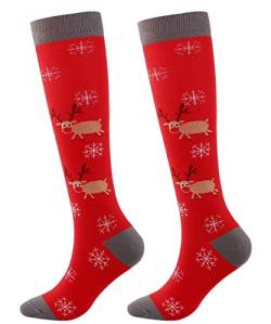 FGFD&OU Weihnachtssocken Kompressionsstrümpfe für Damen und Herren Lustige Socken für Weihnachten Kompressionssocken Bunte Stützstrümpfe Socken für Laufen Sport, Weihnachtsgeschenke (Stil5, S/M) von FGFD&OU