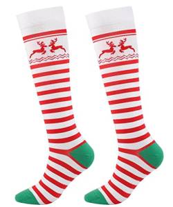 FGFD&OU Weihnachtssocken Kompressionsstrümpfe für Damen und Herren Lustige Socken für Weihnachten Kompressionssocken Bunte Stützstrümpfe Socken für Laufen Sport, Weihnachtsgeschenke (Stil7, L/XL) von FGFD&OU