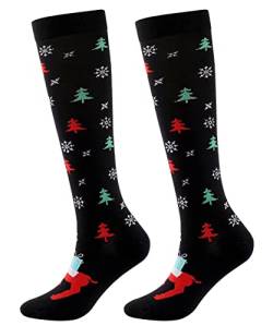 FGFD&OU Weihnachtssocken Kompressionsstrümpfe für Damen und Herren Lustige Socken für Weihnachten Kompressionssocken Bunte Stützstrümpfe Socken für Laufen Sport, Weihnachtsgeschenke (Stil9, S/M) von FGFD&OU