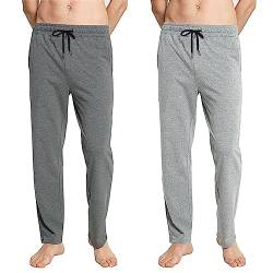 Jogginghose Herren Baumwolle Lange Hosen für Männer Trainingshosen Sporthose Sweathose Jogginghose Jogger Sweatpants Freizeithose Fitnessstudio Laufhosen Sommer und Winter(Zwei-Tiefgrau+Hellgrau, XXL) von FGFD&OU