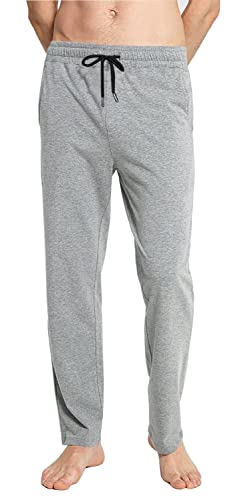 Jogginghose Herren Baumwolle Lange Hosen für Männer Trainingshosen Sporthose Sweathose Jogginghose Jogger Sweatpants Freizeithose Fitnessstudio Laufhosen Sommer und Winter (Hellgrau, L) von FGFD&OU