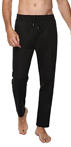 Jogginghose Herren Baumwolle Lange Hosen für Männer Trainingshosen Sporthose Sweathose Jogginghose Jogger Sweatpants Freizeithose Fitnessstudio Laufhosen Sommer und Winter (Schwarz, S) von FGFD&OU