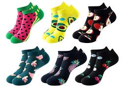 Lustig Socken Herren und Damen Bunte Baumwolle Sneaker Socken Witzige Verrückte Gemusterte Crew Kurz Socken für Frauen Füßlinge Kuschelsocken Motivsocken Knöchel Socken Unisex (Coloured7-6Paare) von FGFD&OU