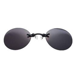 FGRYGF-eyewear Sport-Sonnenbrillen, Vintage Sonnenbrillen, Fashion Clip On Nose Sunglasses Men Vintage Mini Round Sun Glasses Hacker Empire Matrix Morpheus Rimless Sunglasses UV400 Black von FGRYGF-eyewear