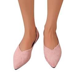 Ballerinas Damen Geschlossene Ballettschuhe Elegante Flats Ballerina Schuhe Damenschuhe Slip On Kleid Schuhe Wildleder Spitze Flache Schuhe Mary Jane Halbschuhe Tanzschuhe Bequeme Schuhe Gr.37-42 von FGUUTYM