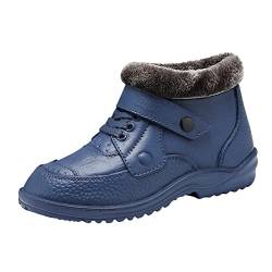 FGUUTYM Flache Herren Schneeriemen Stiefel Schuhe halten Sport Winter warm rutschfeste Schnalle Mode Zehen runde Herrenstiefel Orthopädische Schuhe Herren Offen (Blue, 42) von FGUUTYM