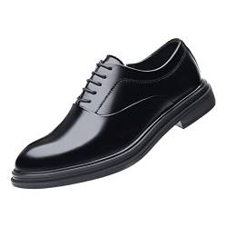 FGUUTYM Klein Herren Schuhe Sommer Low Heel Spitzschuh Lace Up Solid Color Casual Business British Zehenring Herren Schuhe (Black, 44) von FGUUTYM