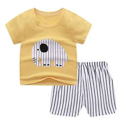 FGUUTYM Kleinkind Kind Baby Jungen Mädchen Kurzarm Comic-Töpfe Hemd + Hosen Outfits-Set Kinder Sportsachen Jungen (Yellow, 2-3 Years) von FGUUTYM