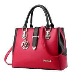 FGUUTYM Mädchen Retro Feste Katze Fransen Schulter Reißverschluss Tote Handtasche Taschen Elegante Retro Frauen Tragetasche Benutzerdefinierte Damen Handtasche Taschen Schule Groß (Red, One Size) von FGUUTYM