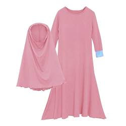 FGUUTYM Muslimische Kleider Kinder Mädchen - 2 STÜCKE Outfits Set Gebetskleidung + Hijab Muslim Kleider Lange Ärmel Kleidung Kinderkleidung Einteiliges muslimisches Kleid für Mädchen von FGUUTYM