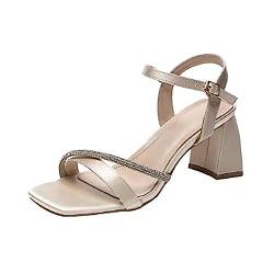 FGUUTYM Sandalen Damen Sommer Weiß - Sandaletten Damen Sommer Mit Absatz Strasssteine Riemchensandalen Damen Pantoffeln Damen Sommer Schlappen Damen Elegant Sandalen & Slides Für Damen von FGUUTYM