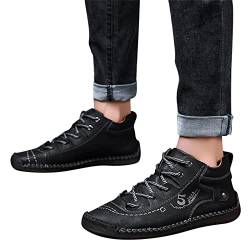 FGUUTYM Sneaker Herren Schwarz 44 - Sportschuhe Laufschuhe Sport Fitness Wanderschuhe Turnschuhe Frühling und Sommer Freizeitschuhe Straßenlaufschuhe High Top Lederschuhe Flache Schuhe von FGUUTYM