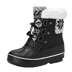 FGUUTYM Winterschuhe Kinder Wasserdicht Warm Gefüttert Winterstiefel Kinder Winterschuhe Jungen Winterboots Outdoor Rutschfeste Schneestiefel Winterboots Schnneboots Baumwollschuhe Gr 28-37 von FGUUTYM