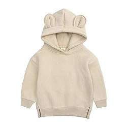 Kleinkind Hoodie Top Jungen Sweatshirt Kleinkind Baby Solid Mädchen süße Ohr Jungen Tops Sweatshirt Junge 86 (Beige, 3-4 Years) von FGUUTYM