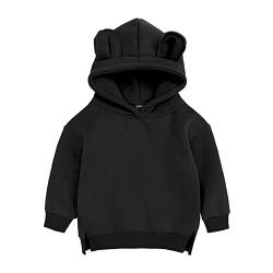 Kleinkind Hoodie Top Jungen Sweatshirt Kleinkind Baby Solid Mädchen süße Ohr Jungen Tops Sweatshirt Junge 86 (Black, 6-9 Months) von FGUUTYM