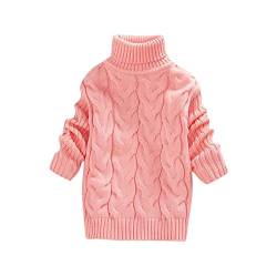 Kleinkind Jungen Mädchen Winter Pullover Einfarbig Rollkragen Strickoberteil Stretch Shirt Für Babys Kleidung Baby Mädchen Strickjacke (Pink, 6-12 Months) von FGUUTYM