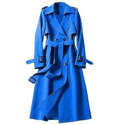 Trenchcoat Damen Lang Winter Zweireihiger Duster Trenchcoat Slim Fit Mit Taschen Mit KnöPfen Winddichter Jacke Cardigan Wintermantel Einfarbig Revers Damenmantel Windjacke üBergangsmantel Parka von FGUUTYM