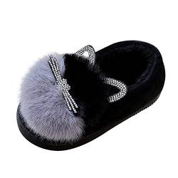 Winterschuhe Kinder Mädchen 34, Memory Foam Rutschfeste Haushaltsschuhe, Winter Plüsch Warm Pantoffeln, Rosa Bowknot Baumwolleschuhe, Indoor Home Slippers, Kleidkind Jungen Filz Hausschuh Kinderschuhe von FGUUTYM