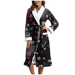 morgenmantel Damen Bademantel flauschig mit Fleece-Bademantel weiß Kimono Robe Saunamantel Herren Winter Plüsch Negligee Hausanzug Kuschelige Loungewear Nachtwäsche Schlafanzug Nachthemd von FGUUTYM