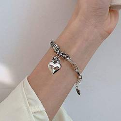 Armband 925 Sterling Silber Vintage Armband Für Frauen Männer Liebe Herz Thai Silber Armband Bester Freund Geschenk Hip Hop Schmuck Vbs4360 von FGfj&JLij