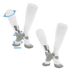 FIBOGOUP 2 Paare Fußballsocken für Herren Damen | Universalgröße 39-44 | Flexibel Sportsocken | Knöchel- und Fußgewölbestütze | Schweißableitend-Atmungsaktiv (Weiß) von FIBOGOUP