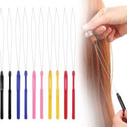 10 Pcs Haarverlängerung Loop-Nähmaschine, Haarverlängerung Ziehhaken, Plastik Haarverlängerung Nähmaschine, Mikro Haar Ziehhaken Werkzeug, Haarverlängerung Werkzeuge, für Haar&Federverlängerungen von FIBOUND