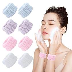 4 Paar Handgelenk Waschhandtuchband Saugfähiges Armband, Mikrofaser Handgelenk Waschband zum Waschen Gesicht Saugfähige Wasser Schweissband für Dusche Make-up von FIBOUND