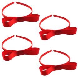 4 Stücke Rotes Bogenhaarband, Perfekter Schleifenhaarreif, Mädchen Vintage Kopfbänder, Bandkopfband, Knotenhaarband Haaraccessoires, Schleifenhaargummi, Damen Haarschmuck, Kinder-Haarbandzubehör von FIBOUND