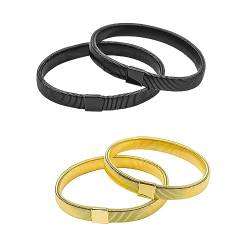 FIBOUND 2 Paar Armband Ärmelhalter, Hemd Ärmelhalter, Anti Rutsch Sleeve Holders Metall Hemd Elastisch Ärmelhalter zum Fixieren von Langen Ärmeln Für Damen Herren Hemd (Gold, Schwarz) von FIBOUND