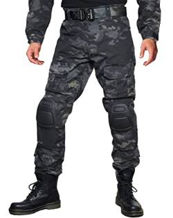 FICUHGOC Männer Taktische Hosen, Ripstop Cargo Arbeitshose, Outdoor Camouflage Hose mit Kniepolster（CB，32） von FICUHGOC