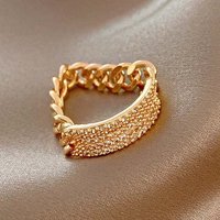 FIDDY Fingerring Goldenes Design-Ring, Kettenglied mit Strasssteinen (1-tlg), Damen, Hochzeit, bezauberndes Geschenk von FIDDY