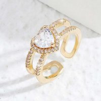 FIDDY Fingerring Modischer Ring für Damen mit offenem Ringschaft und Diamantbesatz (1-tlg), Edelstein, Gold, bezauberndes Geschenk, Hochzeit, Karneval von FIDDY