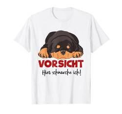 Achtung hier schnarche ich I Wachhund Rottweiler Sleepshirt T-Shirt von FIDORATIS Lustige Schlafanzug Nachtshirts Damen