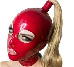 Latex-Gummi-Maske mit großen Augen, ohne Perücken, 0,4 mm, Rot - Rot - X-Large von FIFADE