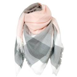 FIFTHAVE Schal Damen Rosa Scarf Women Winterschal, Schal Kariert übergroßer Quadratisch Deckenschal Warmer Oversized Fransen Cape Poncho Herbstschal von FIFTHAVE