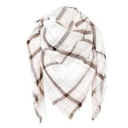 FIFTHAVE Schal Damen Scarf Winterschal Weich Deckenschal Tuch Spleißen Karo Schal Herbst Strickschal Women Warmer Poncho Halstücher Aprikose von FIFTHAVE