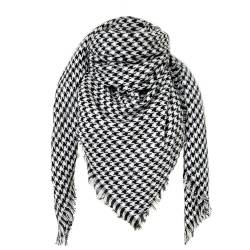 FIFTHAVE Schal Damen Scarf Winterschal Weich Deckenschal Tuch Spleißen Karo Schal Herbst Strickschal Women Warmer Poncho Halstücher Schwarz 02 von FIFTHAVE