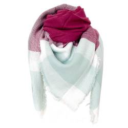 FIFTHAVE Schal Damen Scarf Women Tuch Schal Winterschal Karo Herbst Strickschal Weich Warmer Deckenschal Poncho Cape Herbstschal Dreieckstuch Rosenrot von FIFTHAVE