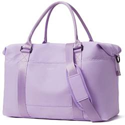 FIGESTIN Sporttasche Damen Reisetasche Faltbare Handgepäck Tasche Weekender Bag Wasserdicht Travel Bag Duffle Bag Fitnesstasche Trainingstasche Frauen für Reise Gym(Hellviolett) von FIGESTIN