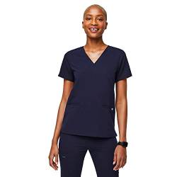 FIGS Casma Scrub Tops für Frauen — Klassische Passform, 3 Taschen, Vier-Wege-Stretch, Anti-Falten Damen Medizinisches Scrub Top, marineblau, Mittel von FIGS