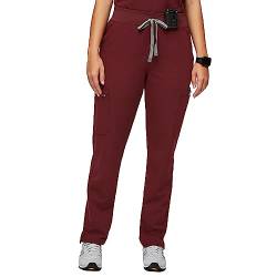 FIGS YOLA Skinny Scrub Hose mit hoher Taille für Damen, burgunderfarben, Klein von FIGS