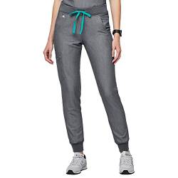 FIGS Zamora Jogger Style Scrub Pants für Damen — Slim Fit, 6 Taschen, Yoga-Bund, gerippte Knöchelbündchen, Anti-Falten, graphit, S von FIGS