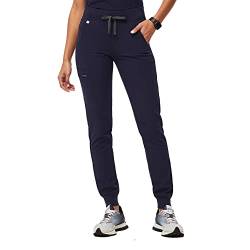 FIGS Zamora Jogger Style Scrub Pants für Damen — Slim Fit, 6 Taschen, Yoga-Bund, gerippte Knöchelbündchen, Anti-Falten, navy, Small Zierlich von FIGS