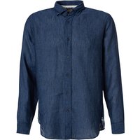 FIL NOIR Herren Hemd blau Leinen von FIL NOIR