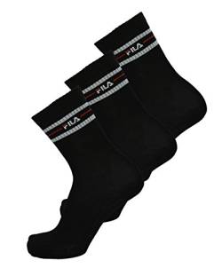 FILA 3 Paar Socken, Street Sport Socks Set, Stripes, Unisex 35-38,39-42,43-46: Farbe: Schwarz | Größe: 43-46 (9-11 UK) von FILA