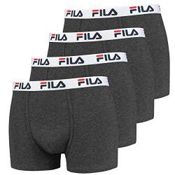 FILA 4er Vorteilspack Herren Boxershorts - Logo Pants - Einfarbig - Bequem - Stretch - viele Farben (Anthrazit, S - 4er Pack) von FILA