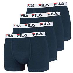 FILA 4er Vorteilspack Herren Boxershorts - Logo Pants - Einfarbig - Bequem - Stretch - viele Farben (Navy, M - 4er Pack) von FILA