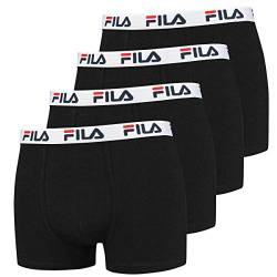 FILA 4er Vorteilspack Herren Boxershorts - Logo Pants - Einfarbig - viele Farben (Schwarz, S - 4er Pack) von FILA