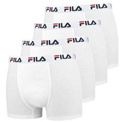 FILA 4er Vorteilspack Herren Boxershorts - Logo Pants - Einfarbig - viele Farben (Weiß, M - 4er Pack) von FILA