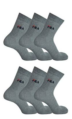 FILA 6er Pack Unisex Socken, Sport Strümpfe Damen oder Herren mit Frotteesohle (6 Paar) (35-38 - 6 Paar, Grau (400)) von FILA
